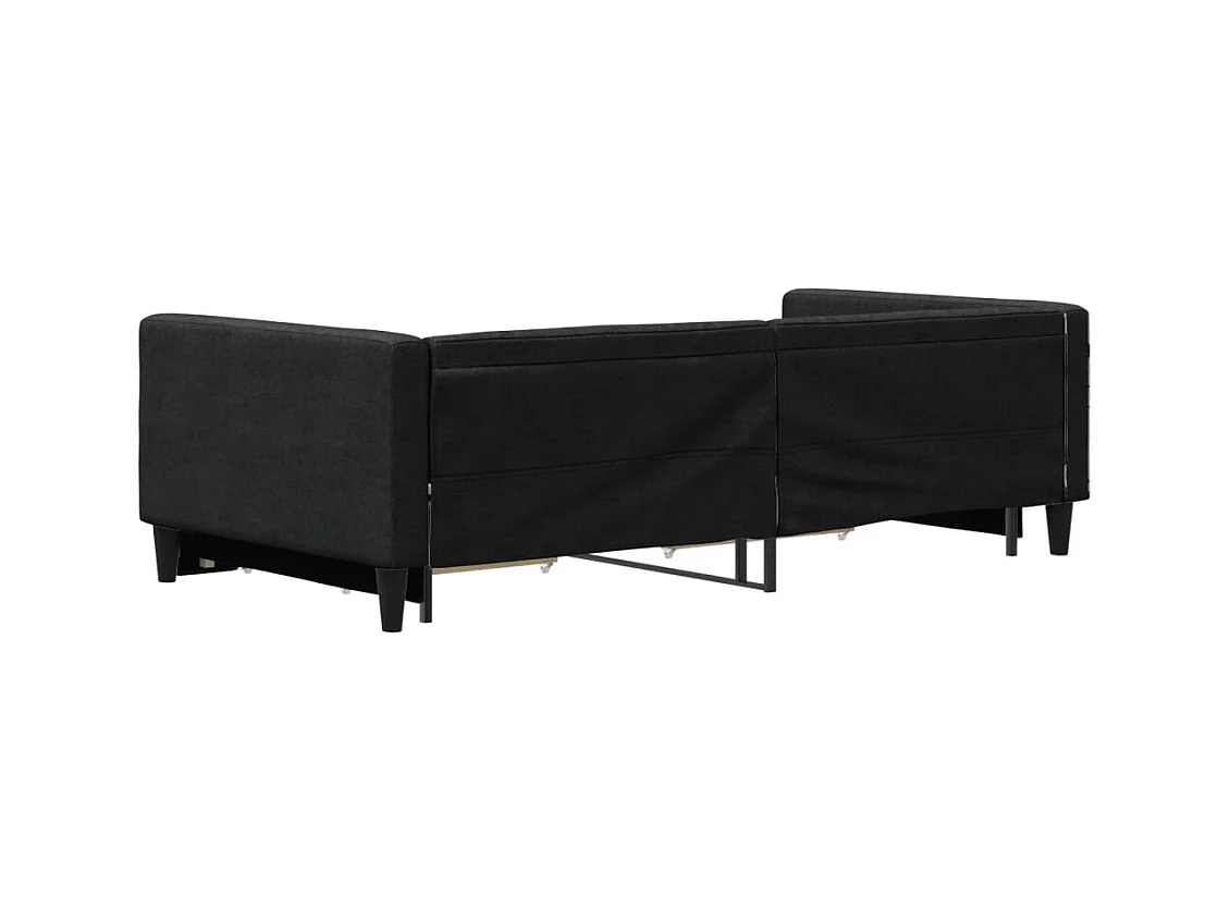 Divano letto con rotelle e cassetti senza materasso nero 100x200cm