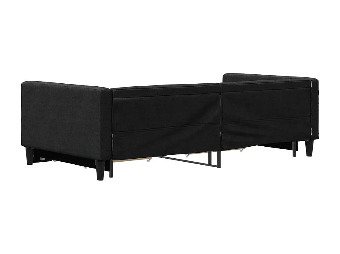 Divano letto con rotelle e cassetti senza materasso nero 100x200cm