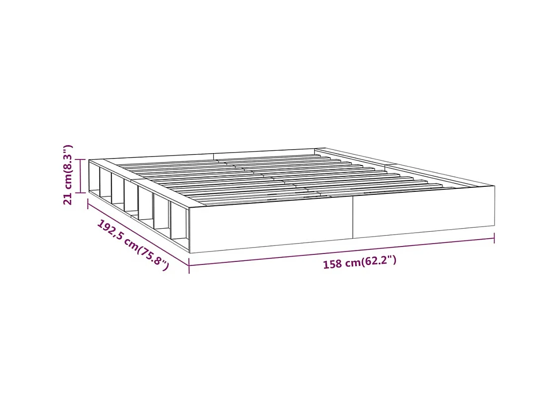 Bedframe zonder witte matras 140x190 cm massief hout
