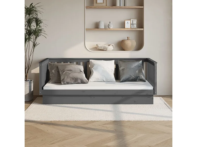 Tagesbett ohne Matratze grau 80x200 cm Kiefer Massivholz