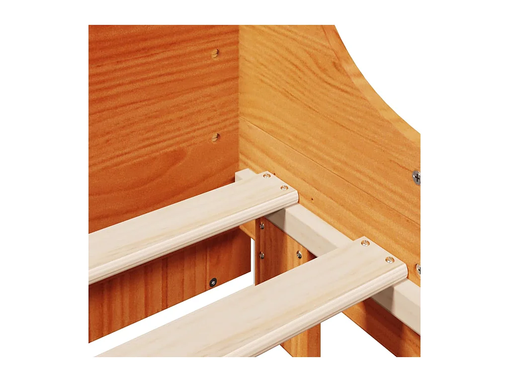 Lit bibliothèque sans matelas cire marron 160x200cm bois massif