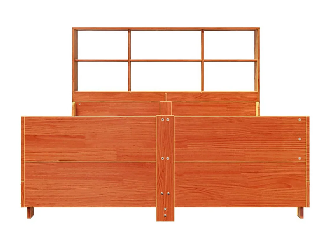 Boekenkastbed zonder matras, bruine was, 160x200cm, massief hout