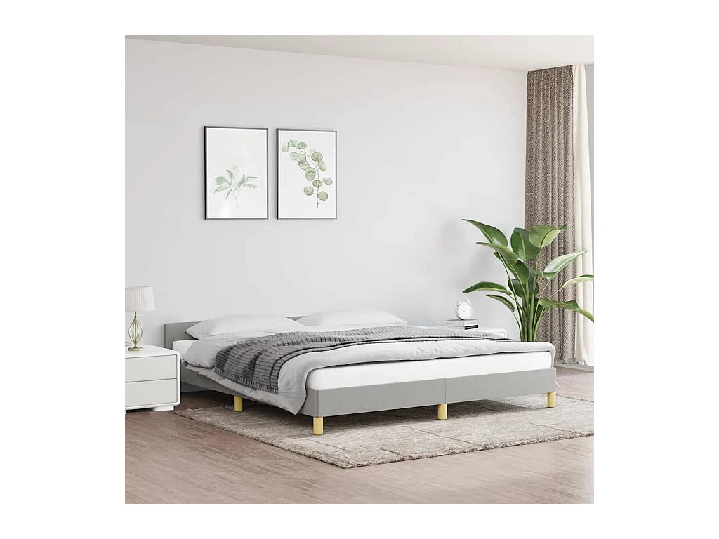 Cadre de lit sans matelas gris clair 180x200 cm tissu