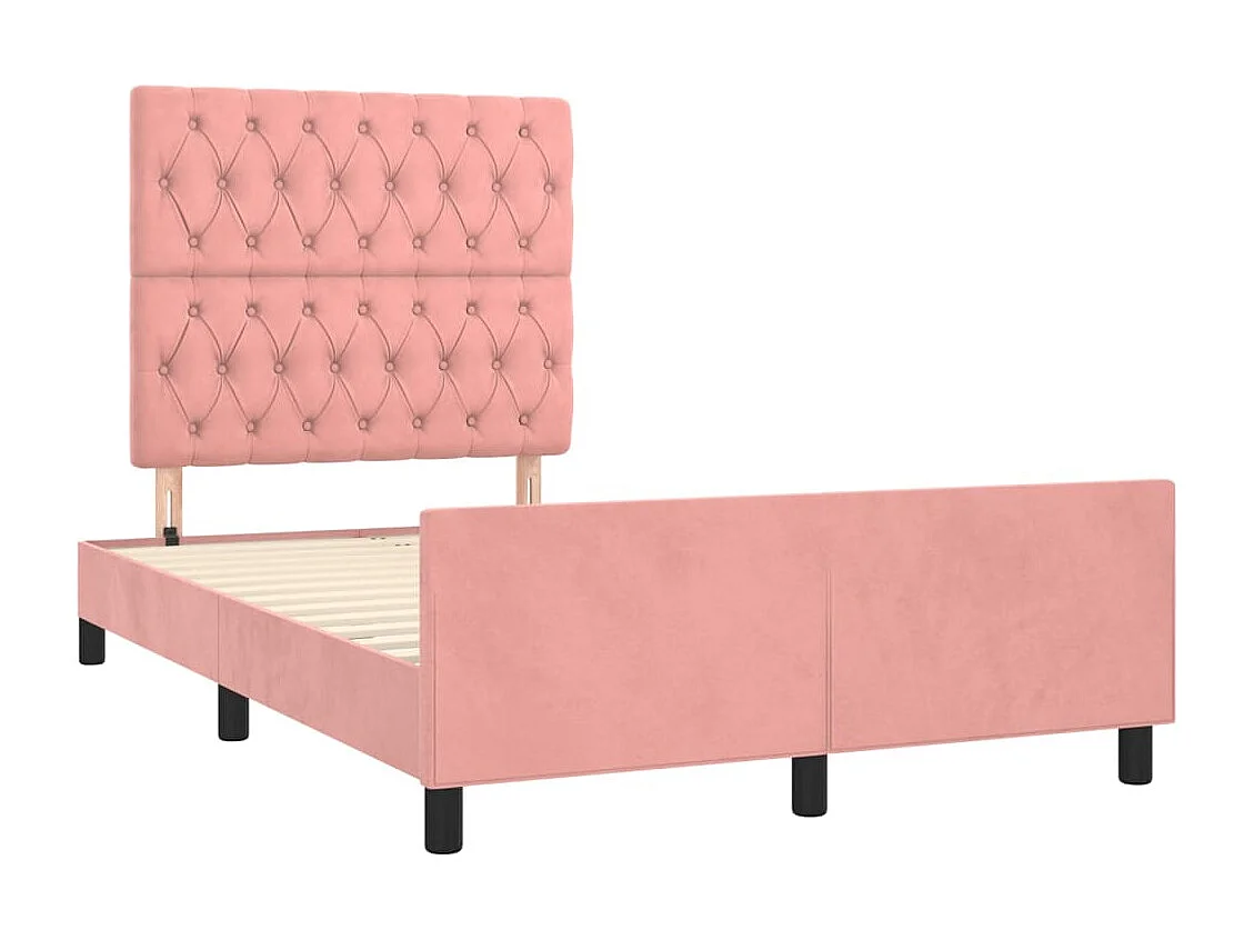 Cadre de lit sans matelas rose 120x200 cm velours