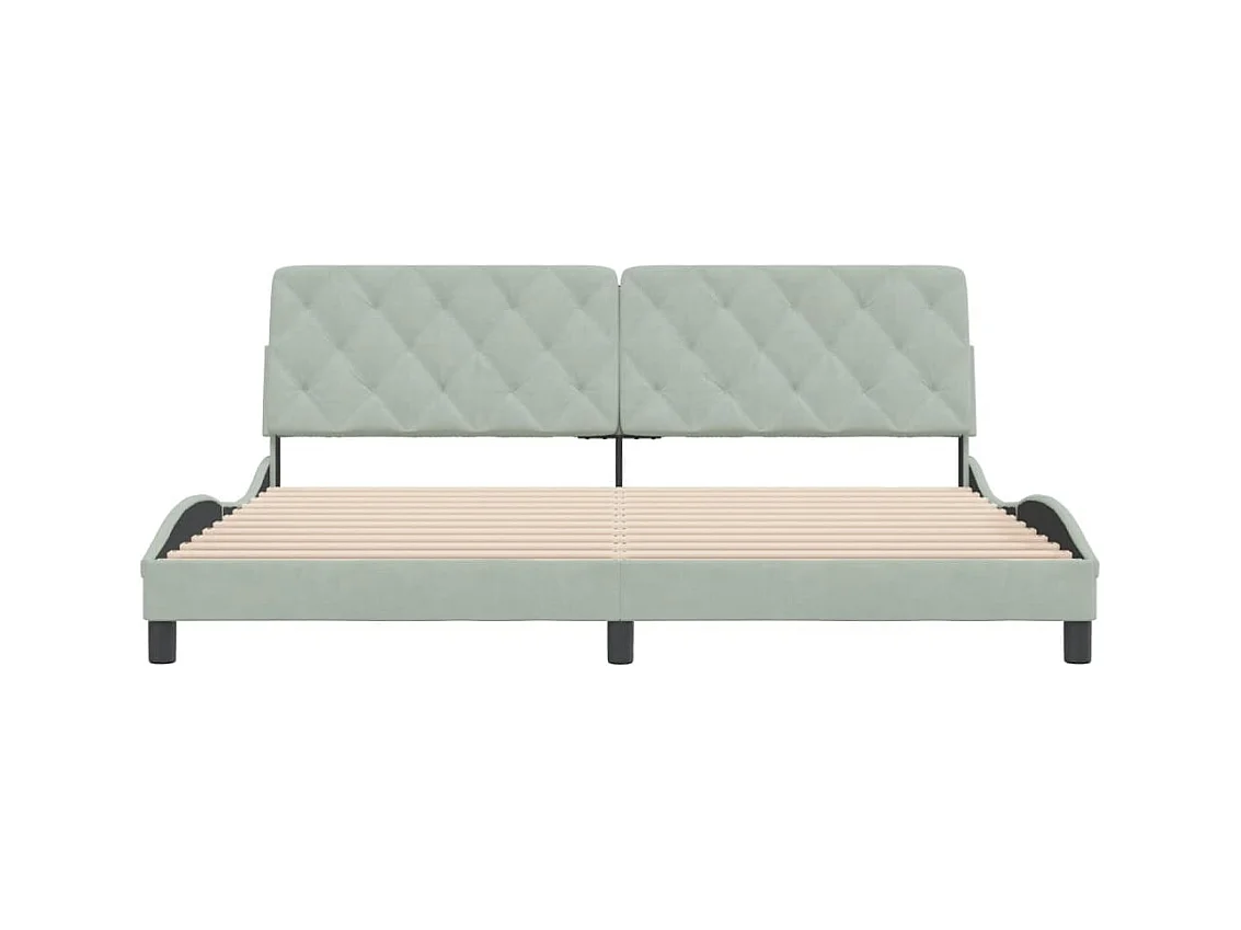 Struttura letto senza materasso grigio chiaro 200x200 cm velluto