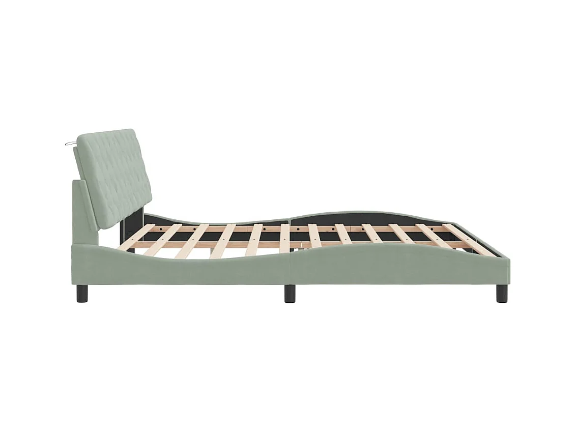 Struttura letto senza materasso grigio chiaro 200x200 cm velluto