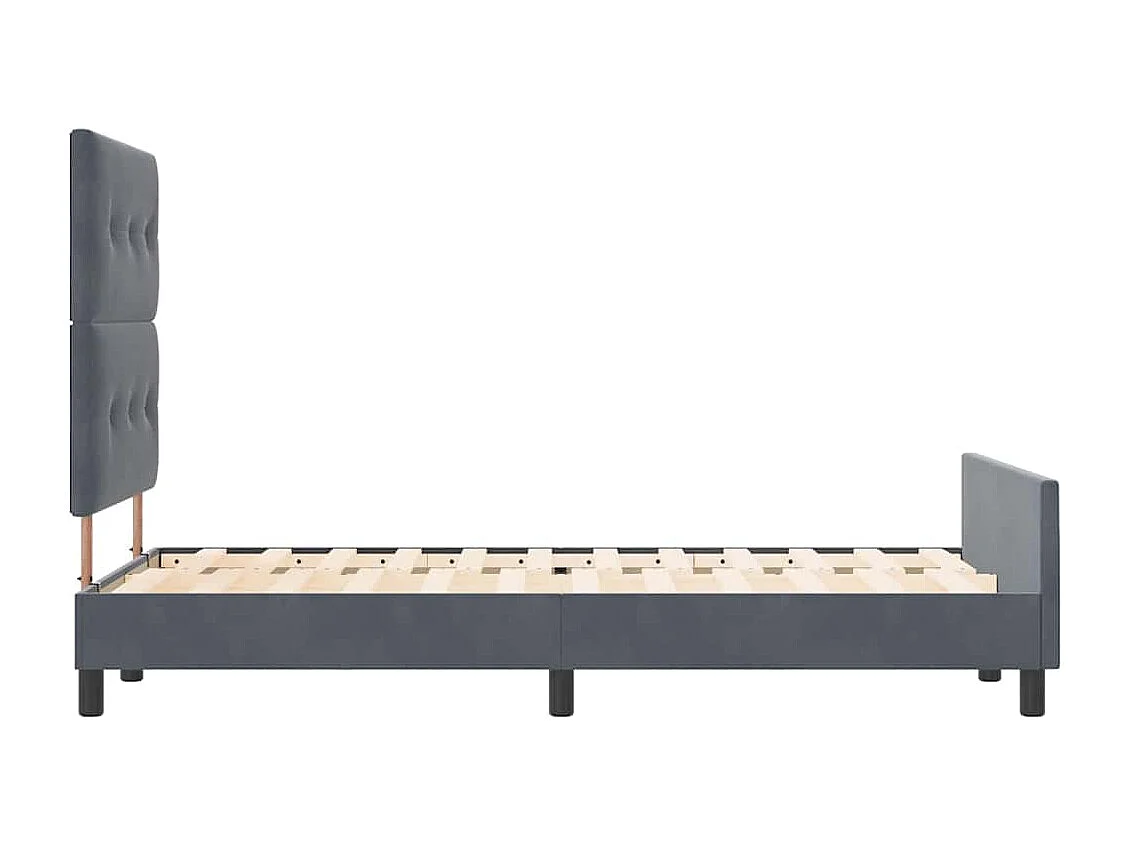 Struttura letto con testiera Grigio scuro 120 x 200 cm Velluto