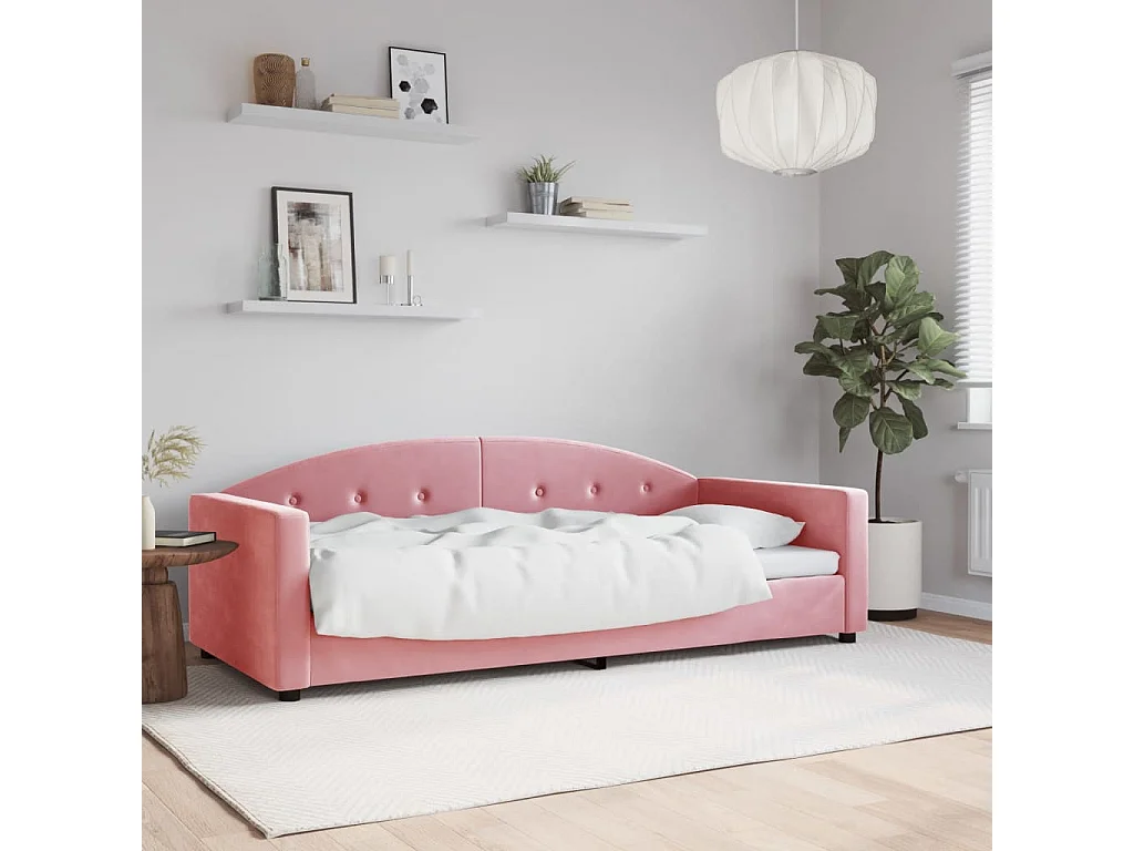 Lit de repos sans matelas rose 90x200 cm velours