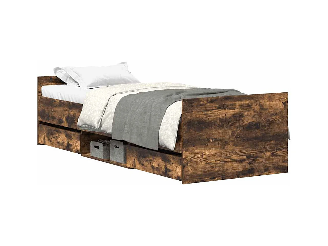 Bedframe zonder matras gerookt eiken 75x190 cm