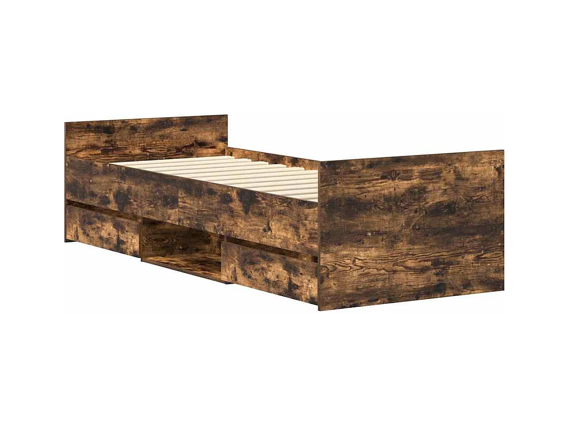 Bedframe zonder matras gerookt eiken 75x190 cm