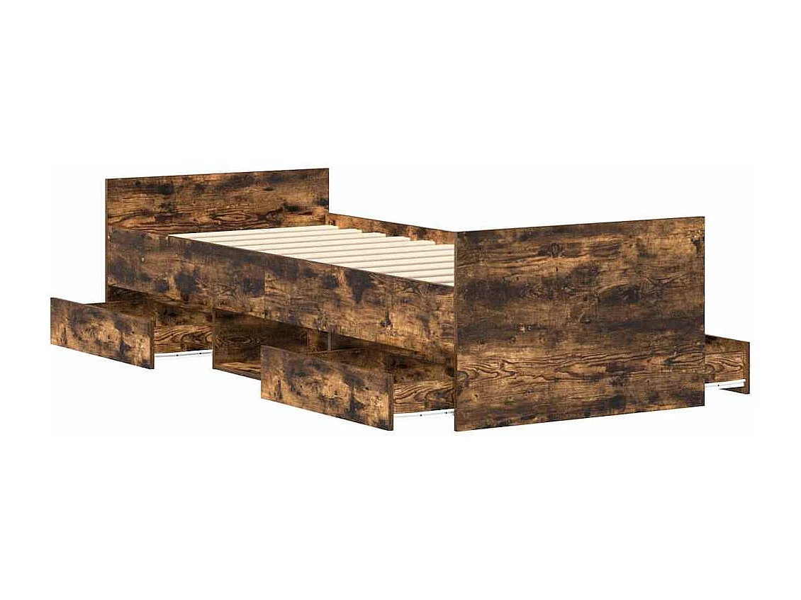 Bedframe zonder matras gerookt eiken 75x190 cm
