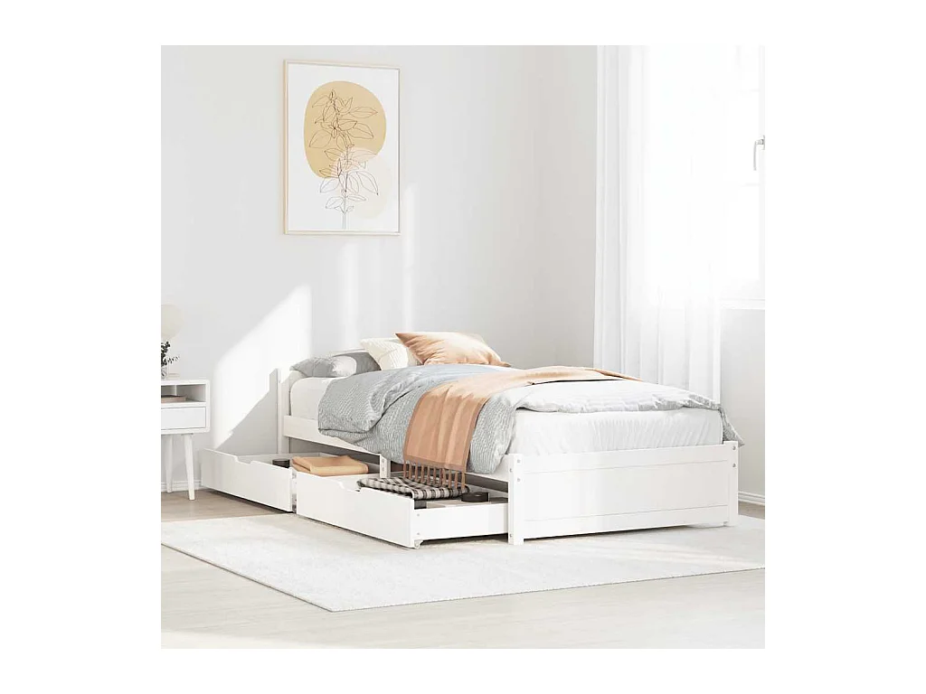 Bedframe zonder matras wit 90x190 cm massief grenenhout