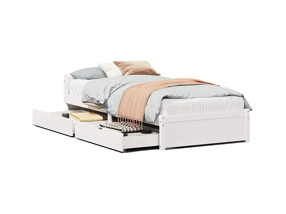 Bedframe zonder matras wit 90x190 cm massief grenenhout