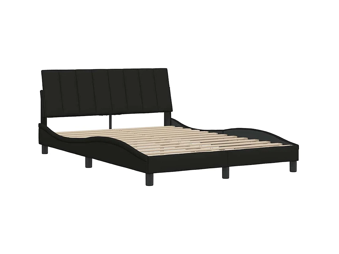 Cadre de lit sans matelas noir 140x200 cm tissu