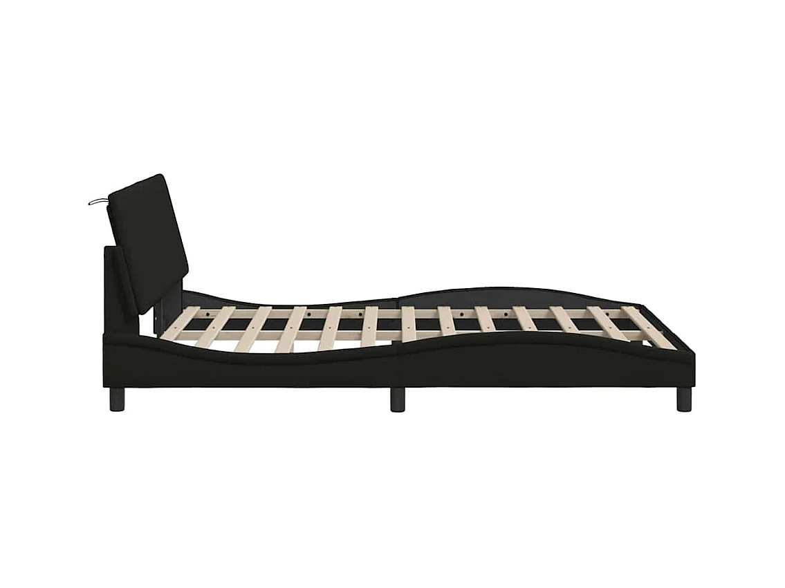 Cadre de lit sans matelas noir 140x200 cm tissu