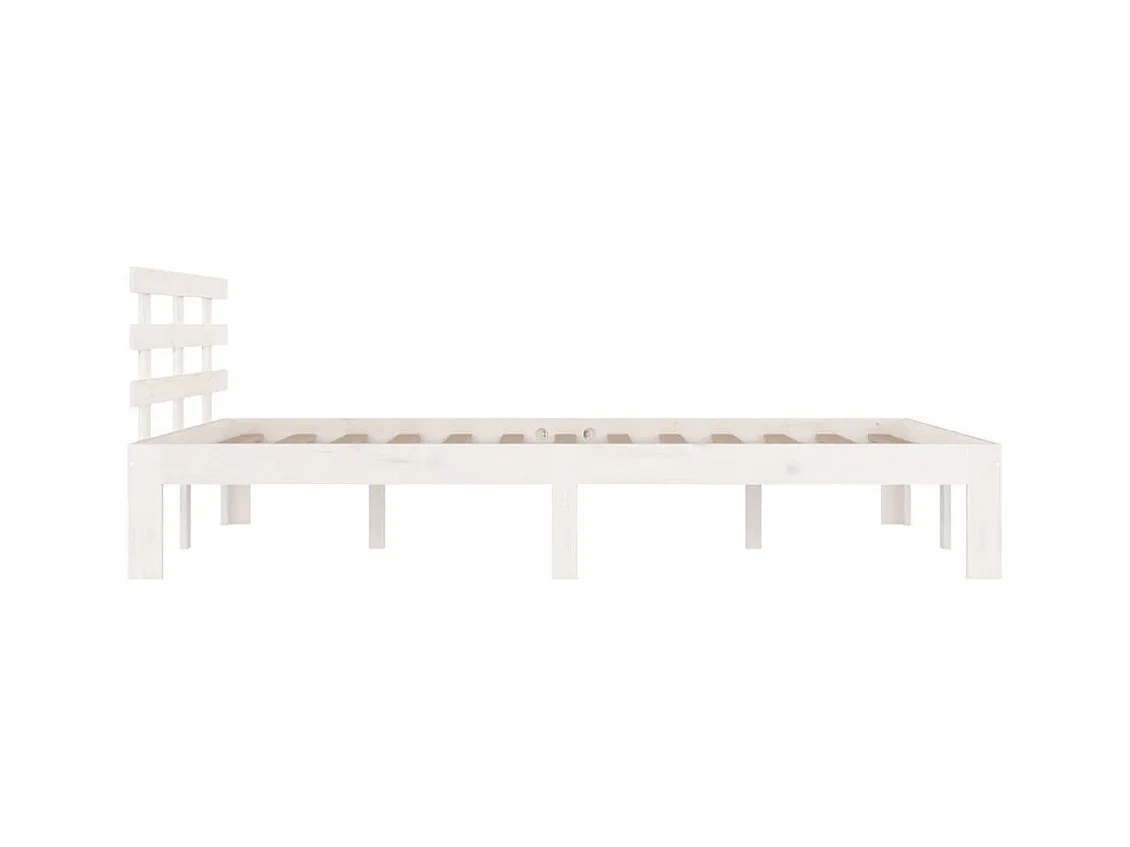 Bedframe zonder matras wit massief hout 200x200 cm