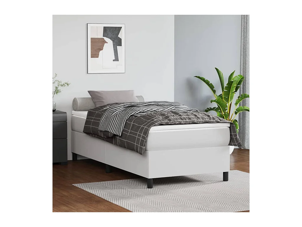 Sommier à lattes de lit avec matelas Blanc 80x200 cm Similicuir