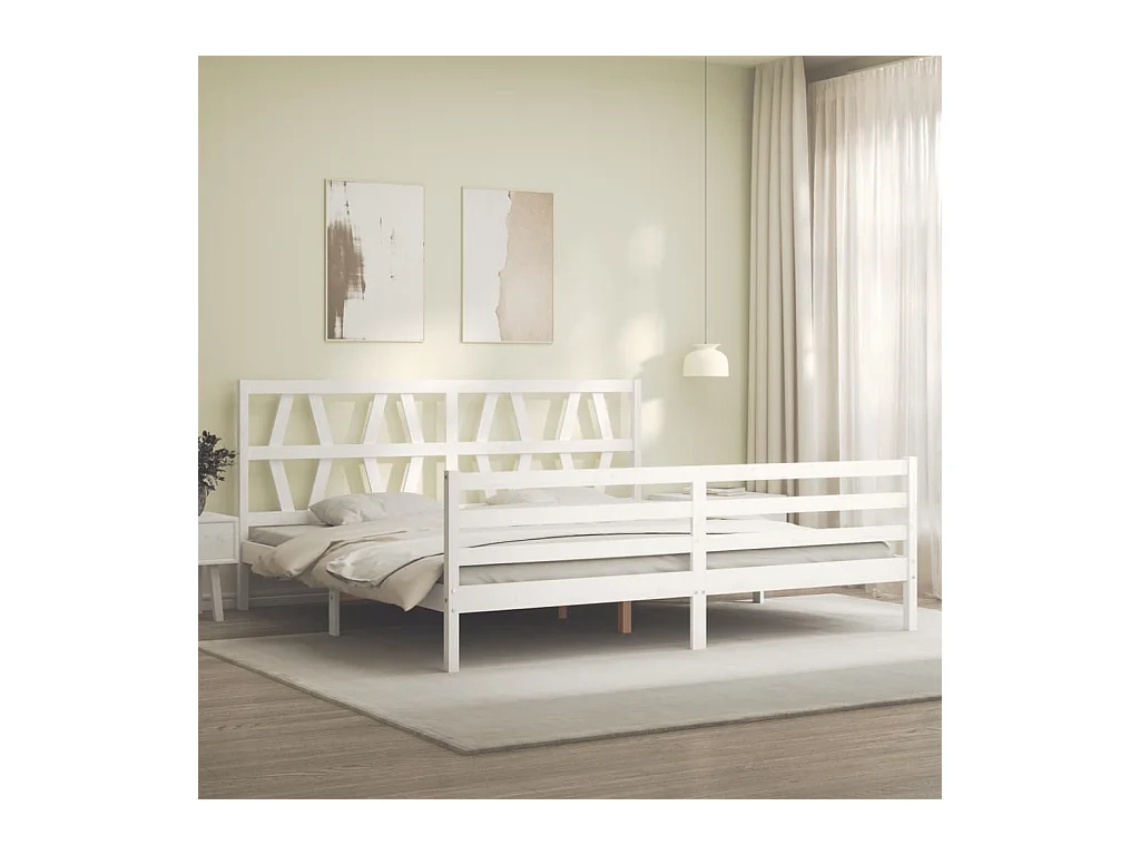 Struttura letto senza materasso bianco 200x200 cm in legno massello