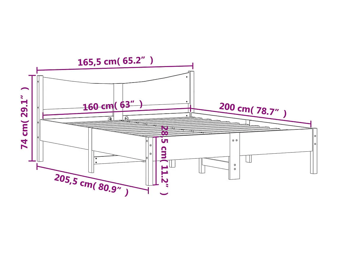 Bedframe zonder matras 160x200 cm massief grenenhout