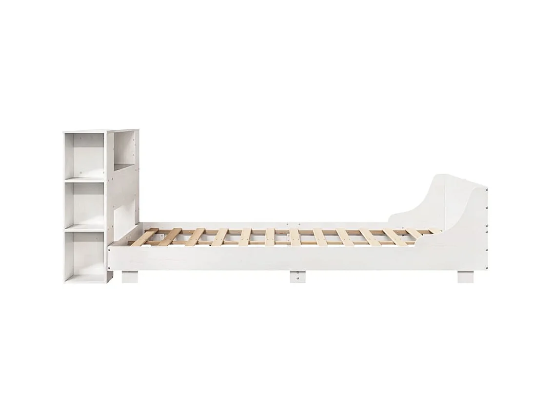 Estructura de cama sin colchón blanca 150x200 cm madera maciza de pino