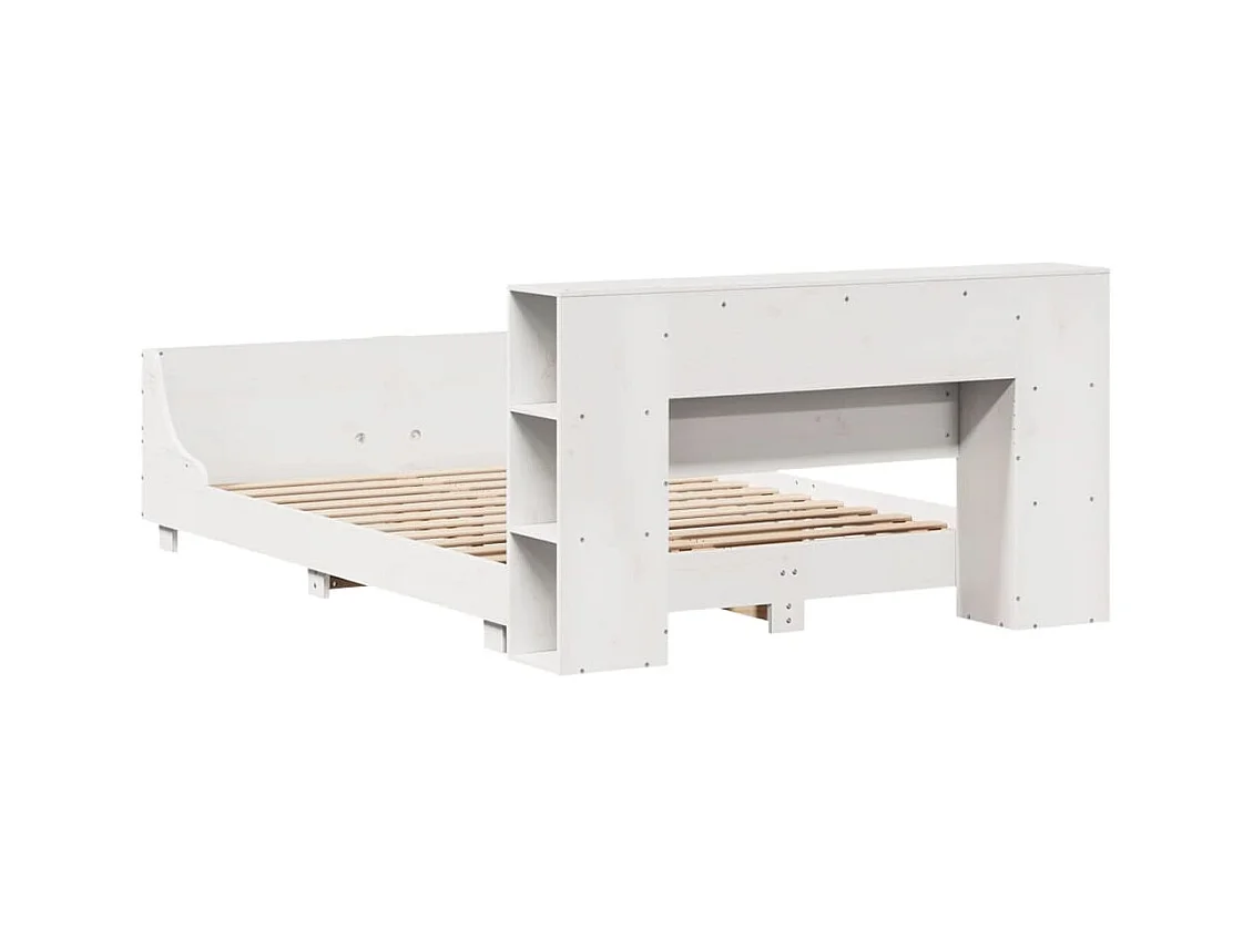 Estructura de cama sin colchón blanca 150x200 cm madera maciza de pino