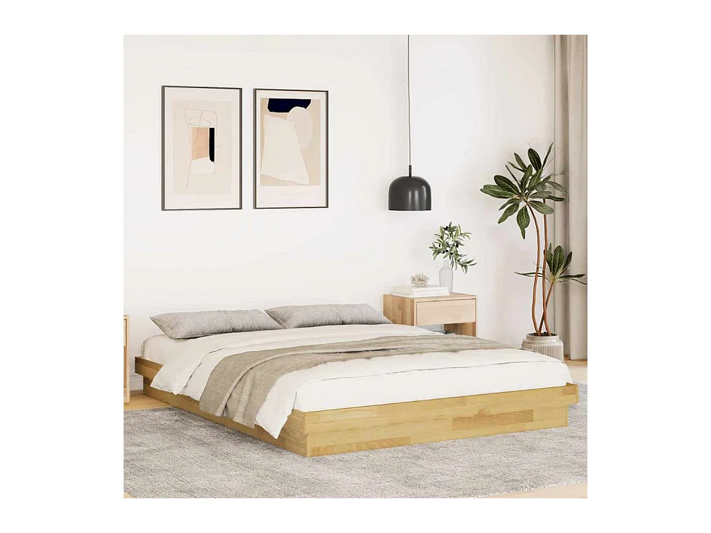 Bedframe zonder matras 150x200 cm massief eikenhout