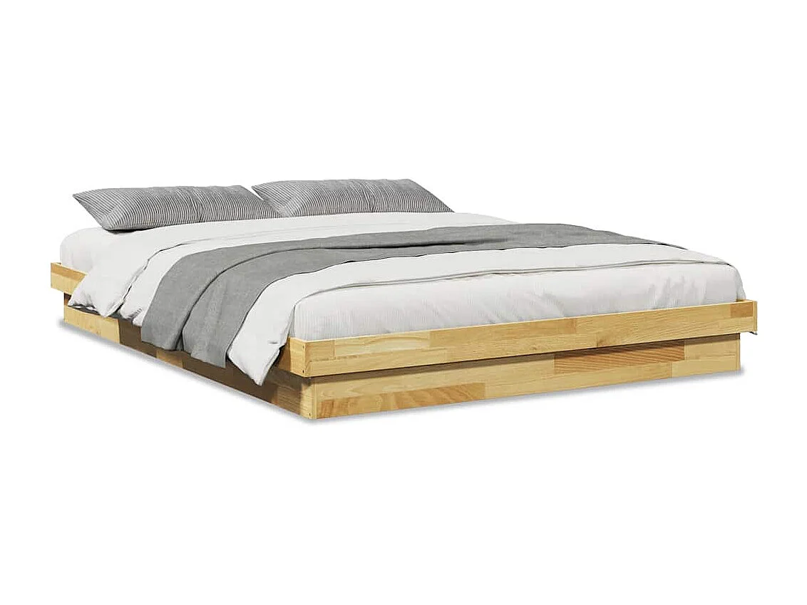 Cadre de lit sans matelas 150x200 cm bois massif de chêne