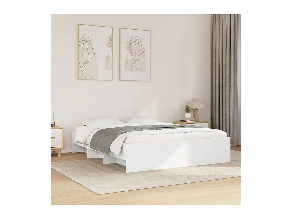 Bedframe zonder matras wit 160x200 cm bewerkt hout