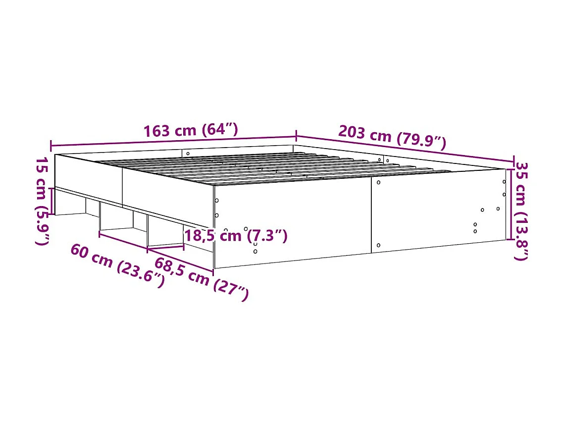 Struttura letto senza materasso bianco 160x200 cm in legno ingegnerizzato