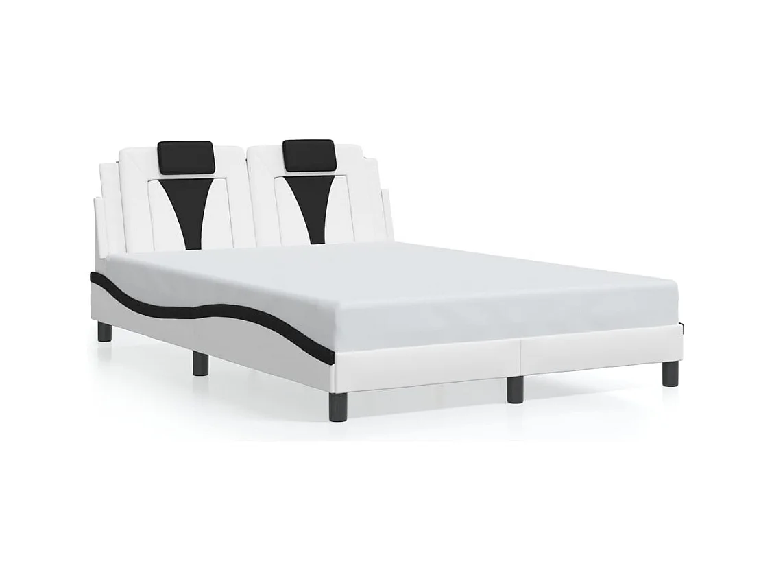 Bettgestell mit LED ohne Matratze weiß und schwarz 140x200 cm