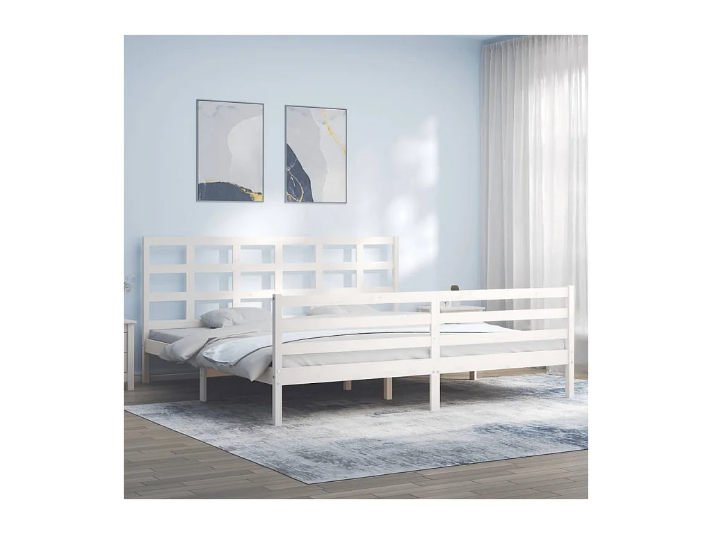 Estructura de cama sin colchón blanca 200x200 cm madera maciza