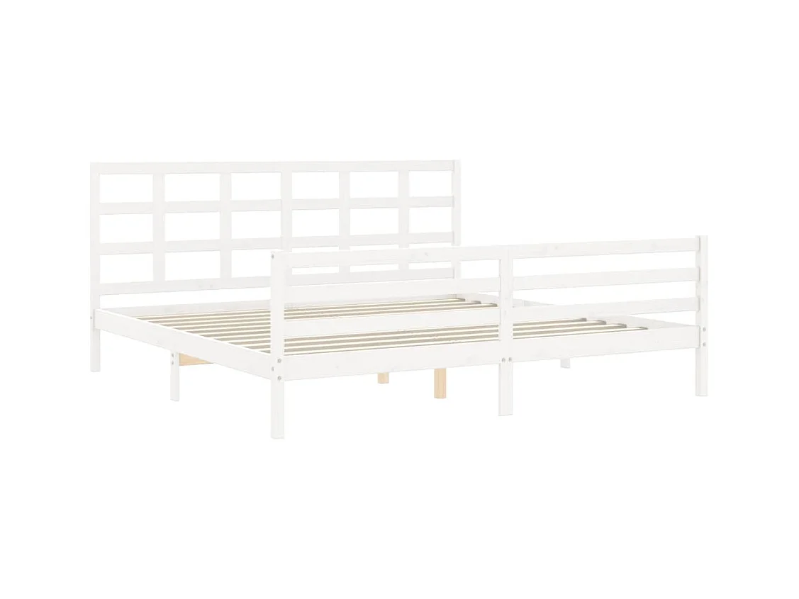 Estructura de cama sin colchón blanca 200x200 cm madera maciza