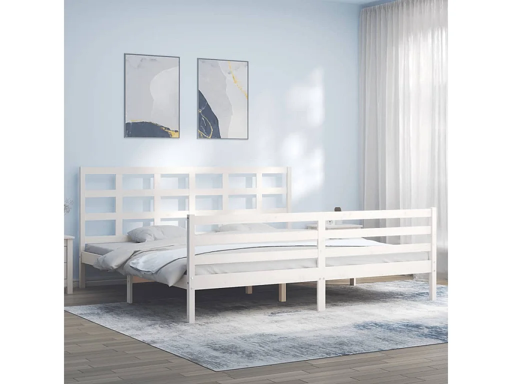 Bedframe zonder matras wit 200x200 cm massief hout