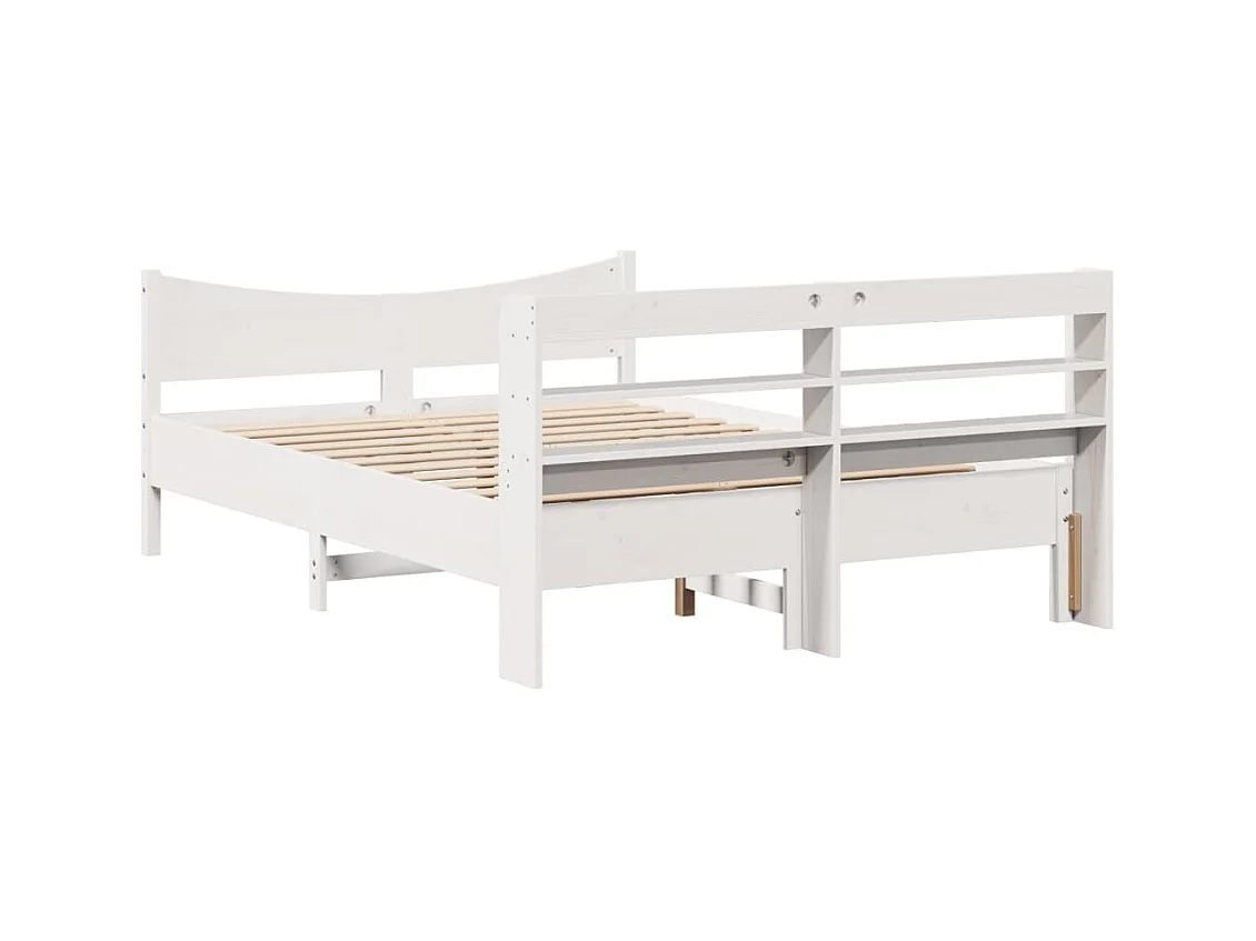 Wit bedframe en hoofdbord 140x190 cm massief grenenhout