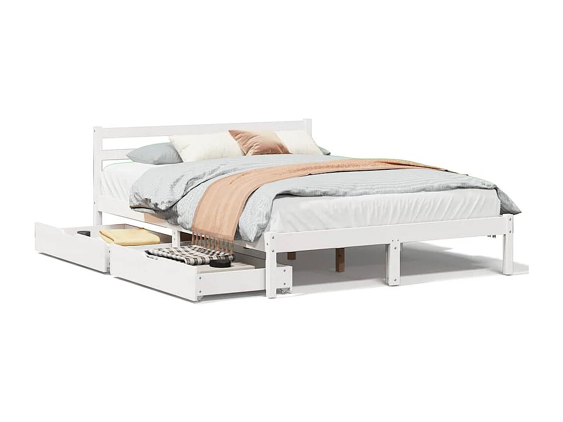 Struttura letto senza materasso bianco 120x190 cm in legno massello di pino