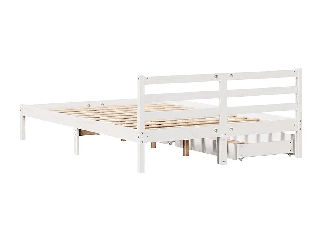 Struttura letto senza materasso bianco 120x190 cm in legno massello di pino