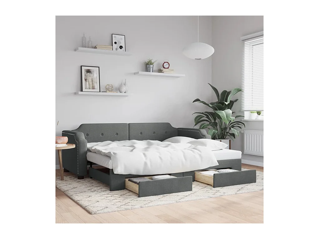 Divano letto con rotelle e cassetti senza materasso 80x200 cm