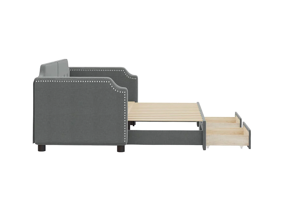 Divano letto con rotelle e cassetti senza materasso 80x200 cm