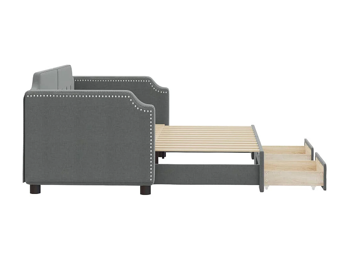 Lit de jour avec gigogne et tiroirs sans matelas 80x200 cm