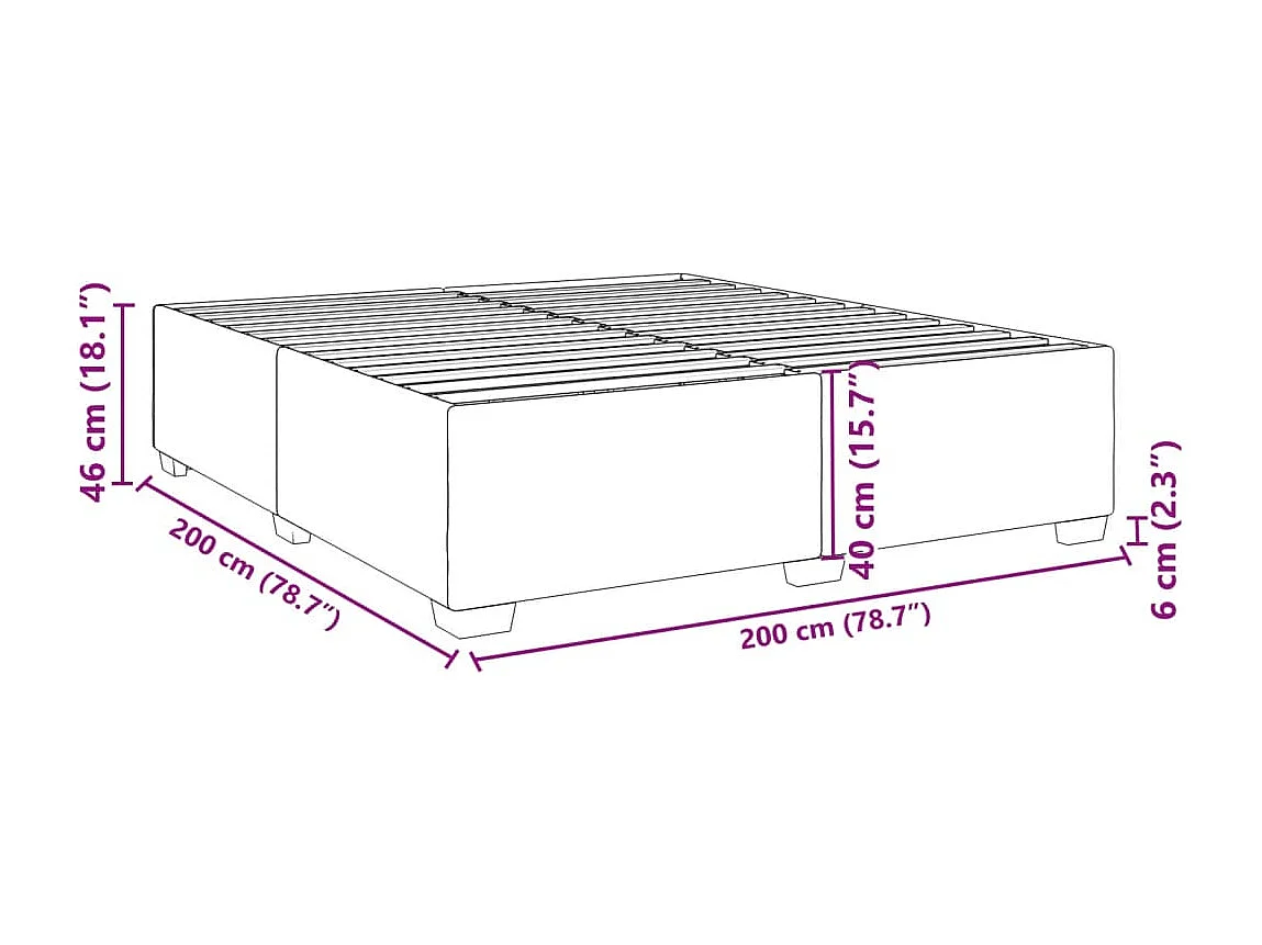 Estructura de cama sin colchón gris claro 200x200 cm terciopelo