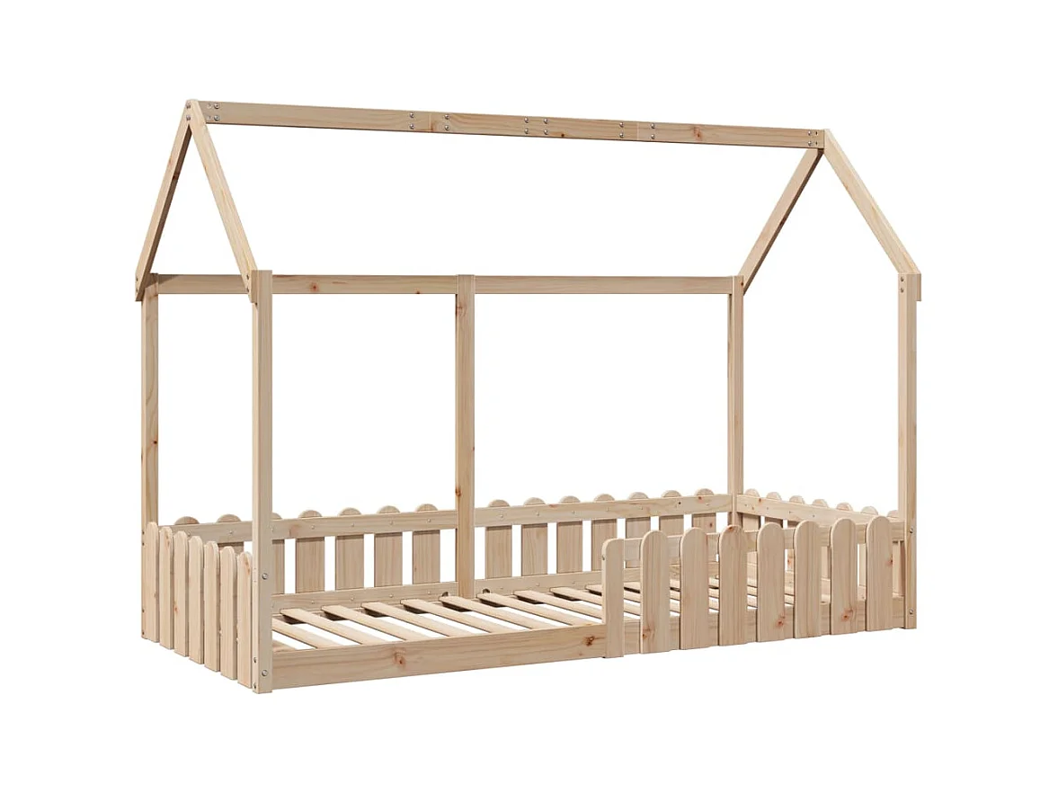 Kinderbedframe huisvorm zonder matras massief grenen