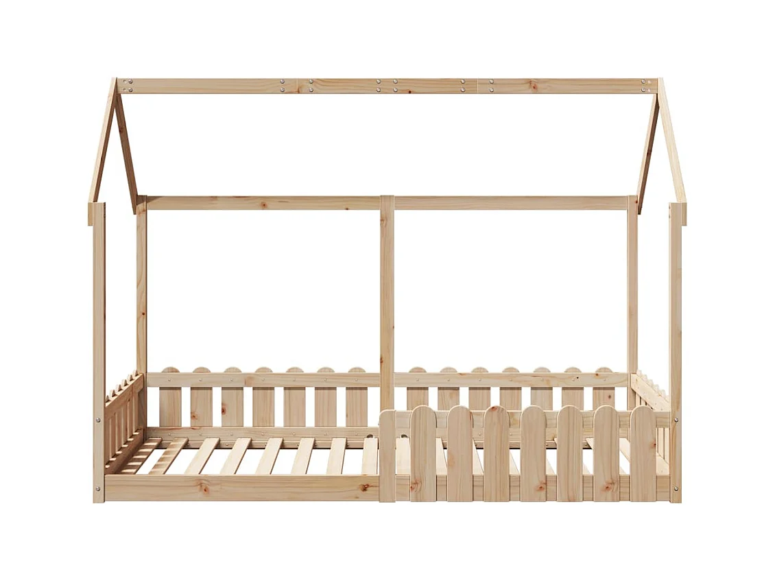 Estructura de cama infantil forma de casa sin colchón de pino macizo