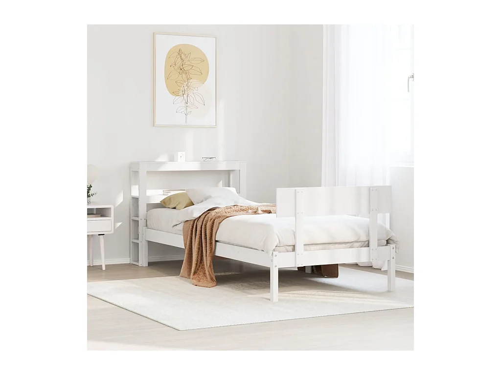 Cadre de lit sans matelas blanc 90x190 cm bois de pin massif