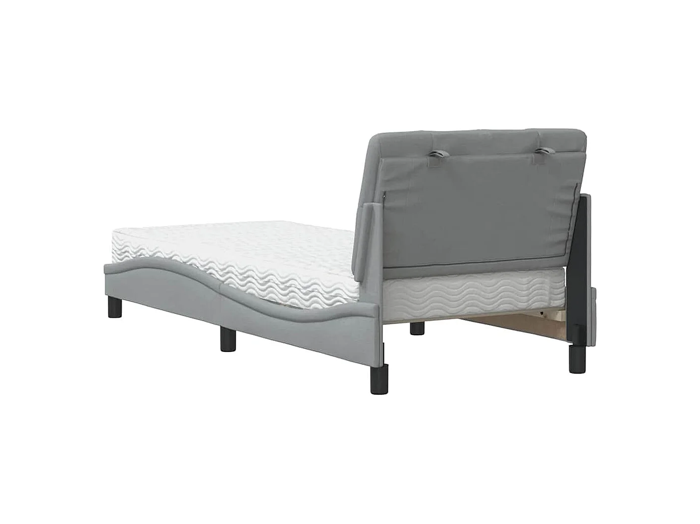 Lit avec matelas gris clair 90x190 cm tissu