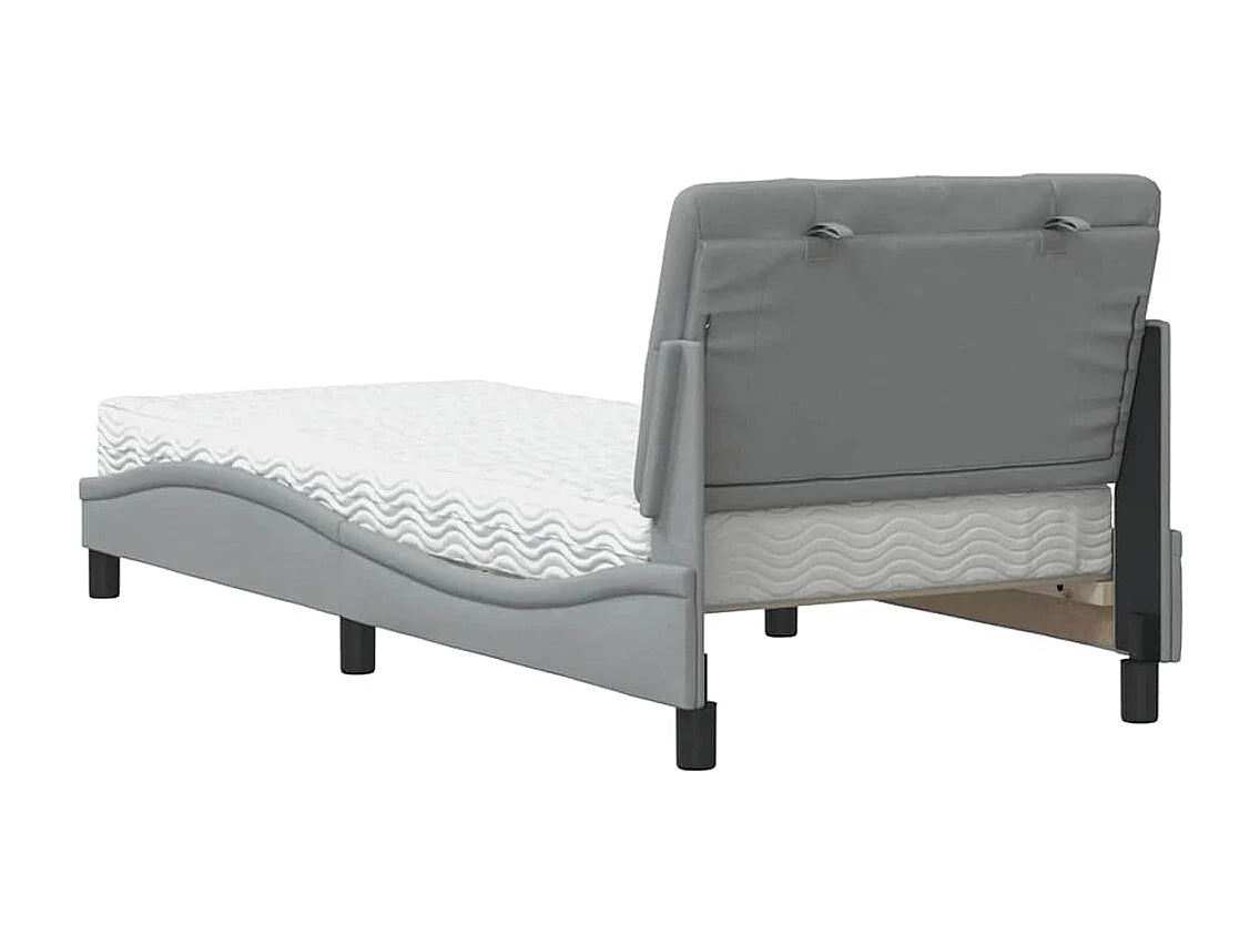 Lit avec matelas gris clair 90x190 cm tissu