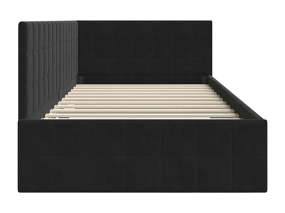 Cadre de lit d'angle avec tête de lit Noir 100 x 200 cm Velours