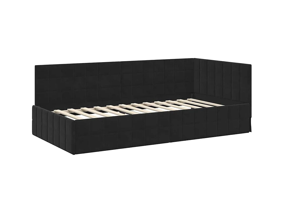 Hoekbedframe met hoofdbord Zwart 100 x 200 cm Fluweel