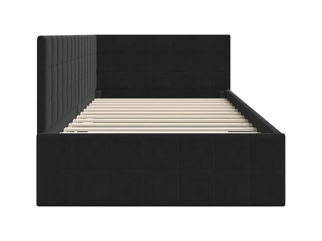 Hoekbedframe met hoofdbord Zwart 100 x 200 cm Fluweel