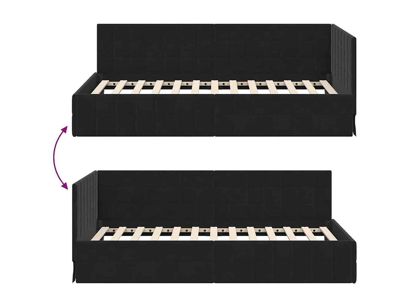 Hoekbedframe met hoofdbord Zwart 100 x 200 cm Fluweel