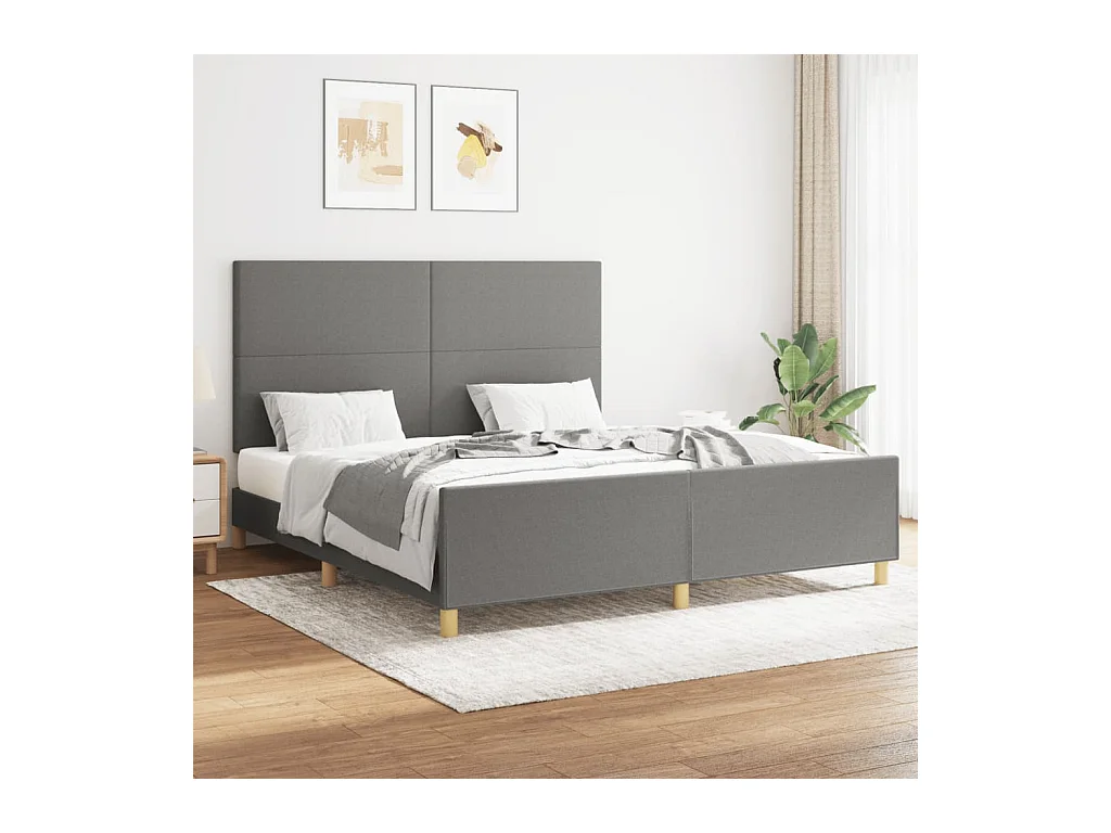 Cadre de lit sans matelas gris foncé 160x200 cm tissu
